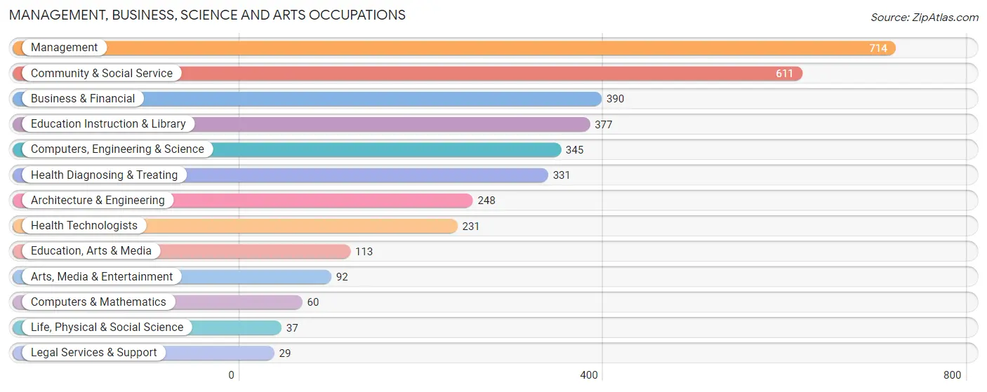 Management, Business, Science and Arts Occupations in Roseau County