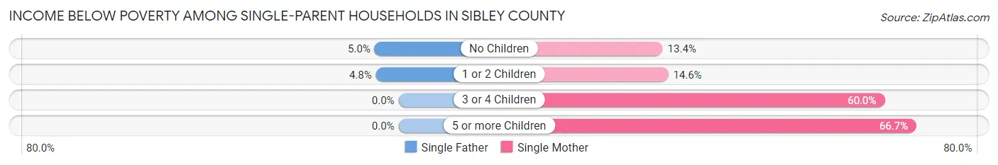 Income Below Poverty Among Single-Parent Households in Sibley County