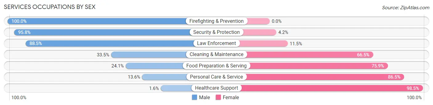 Services Occupations by Sex in Wadena County