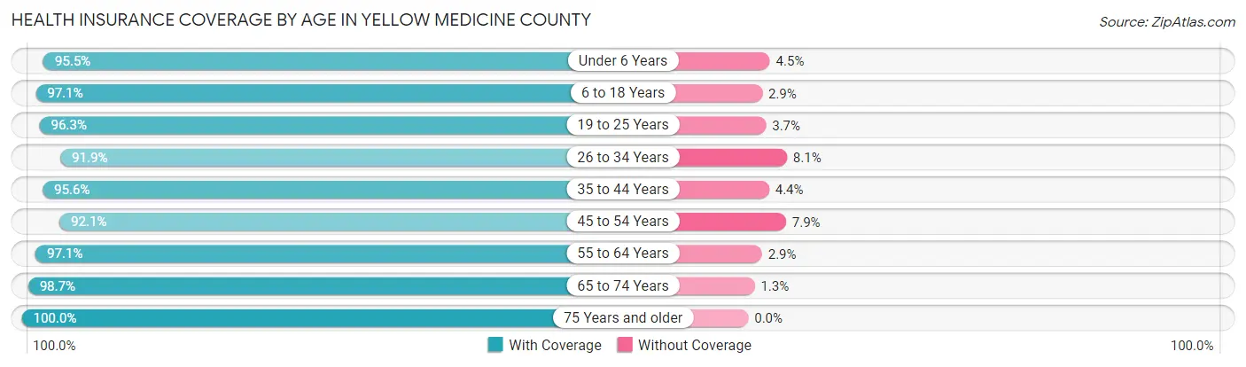 Health Insurance Coverage by Age in Yellow Medicine County