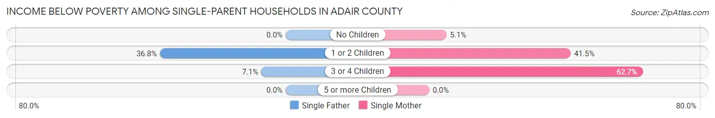 Income Below Poverty Among Single-Parent Households in Adair County