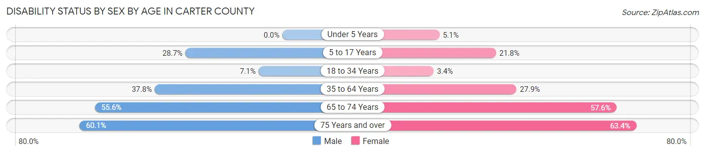 Disability Status by Sex by Age in Carter County