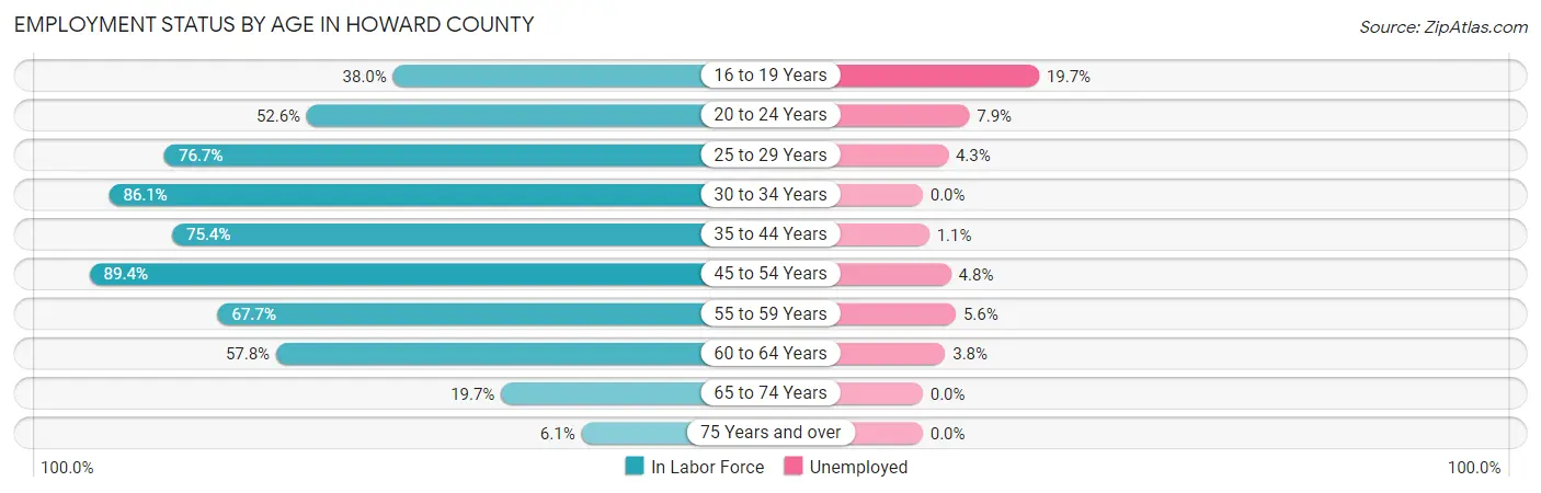 Employment Status by Age in Howard County