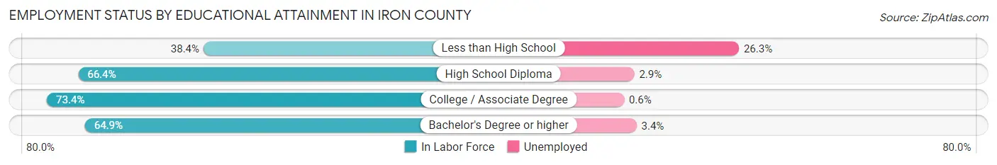 Employment Status by Educational Attainment in Iron County