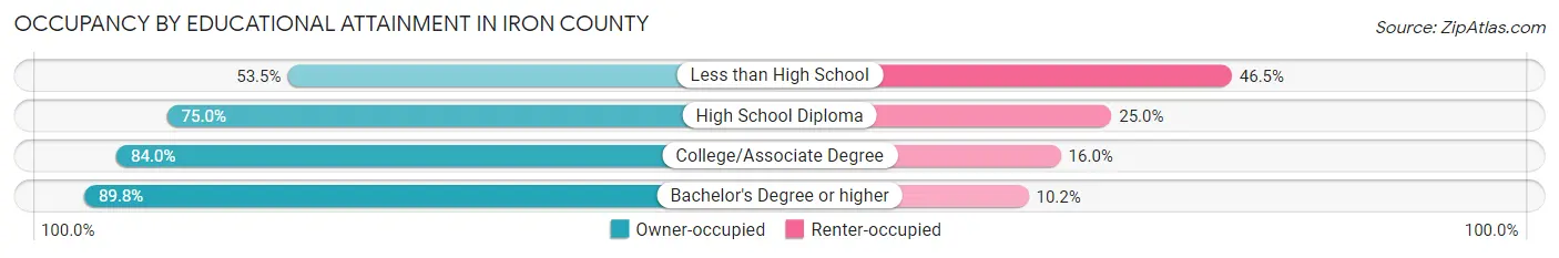 Occupancy by Educational Attainment in Iron County