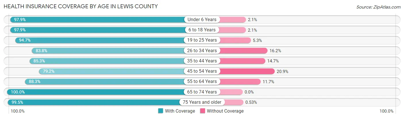 Health Insurance Coverage by Age in Lewis County