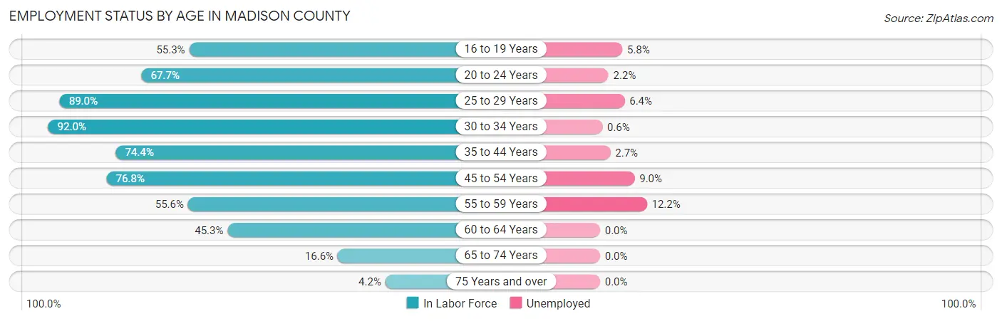 Employment Status by Age in Madison County