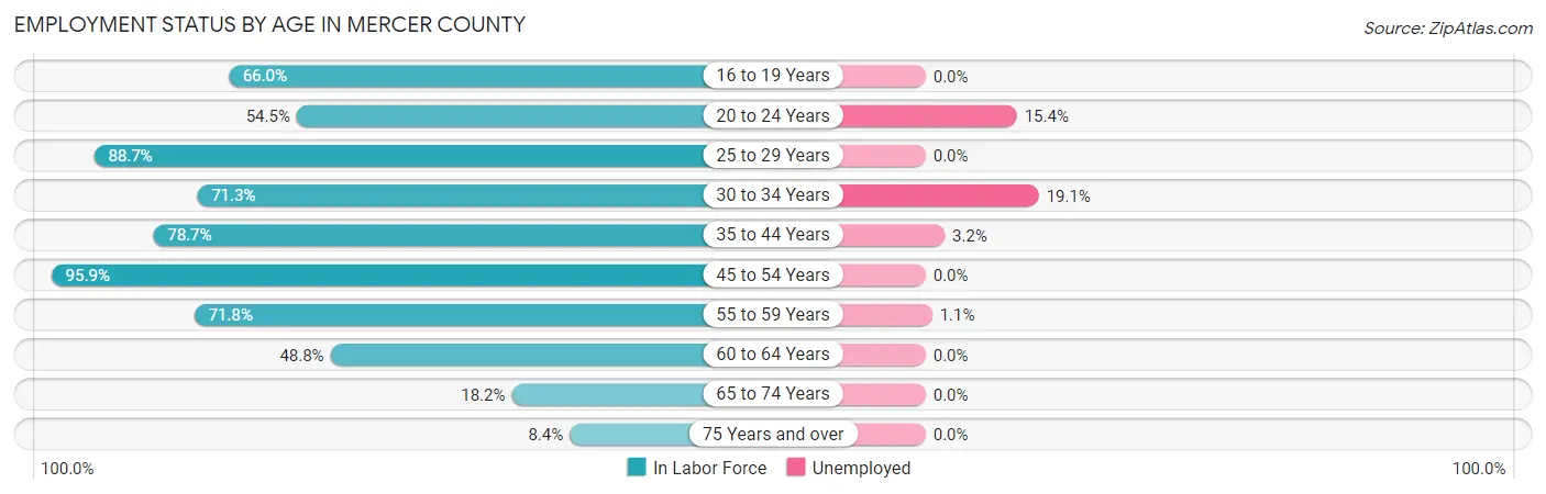 Employment Status by Age in Mercer County