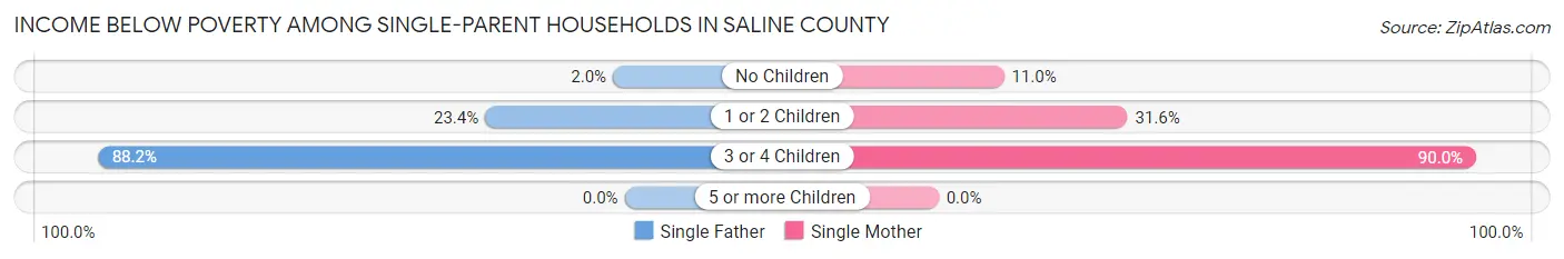 Income Below Poverty Among Single-Parent Households in Saline County