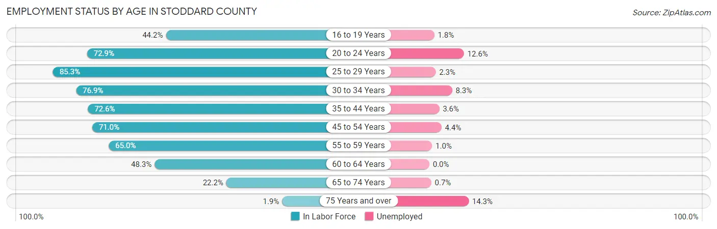 Employment Status by Age in Stoddard County