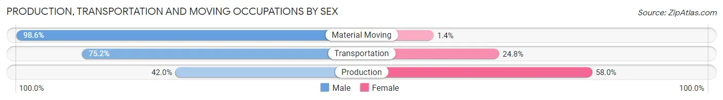 Production, Transportation and Moving Occupations by Sex in Wayne County