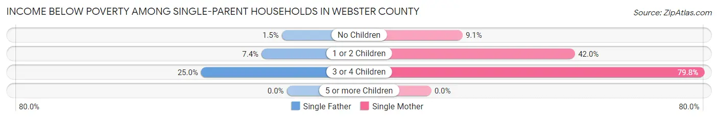 Income Below Poverty Among Single-Parent Households in Webster County