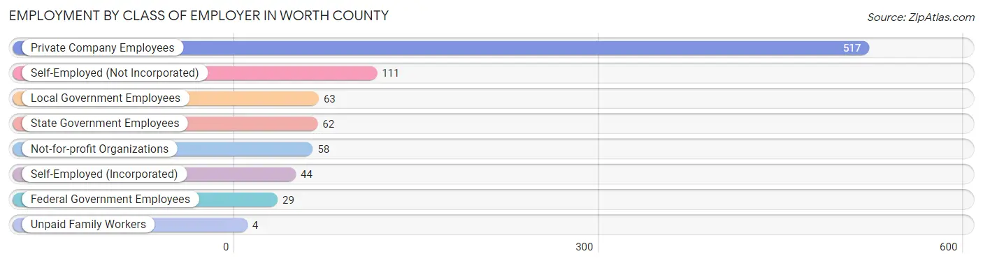 Employment by Class of Employer in Worth County