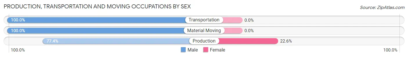 Production, Transportation and Moving Occupations by Sex in Worth County