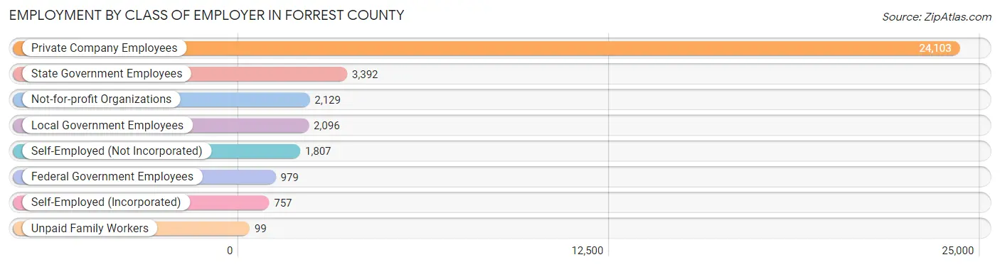 Employment by Class of Employer in Forrest County