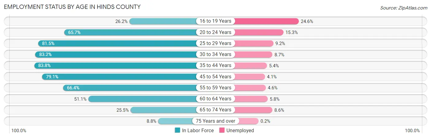 Employment Status by Age in Hinds County