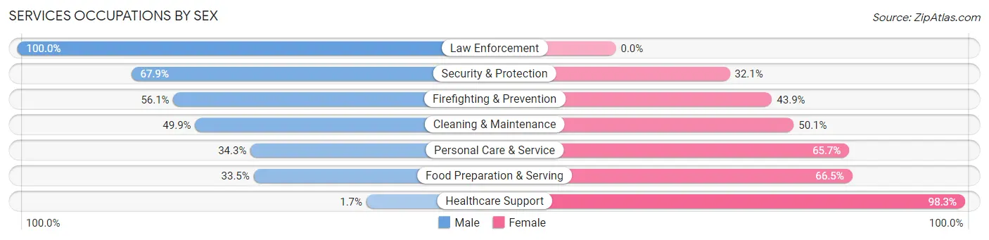 Services Occupations by Sex in Neshoba County