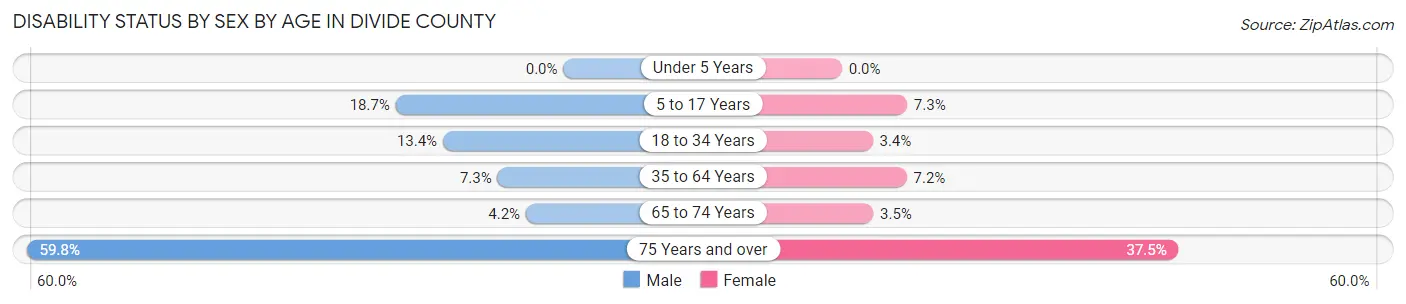 Disability Status by Sex by Age in Divide County