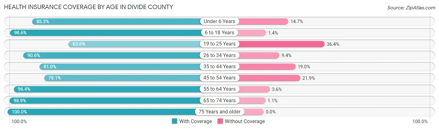 Health Insurance Coverage by Age in Divide County