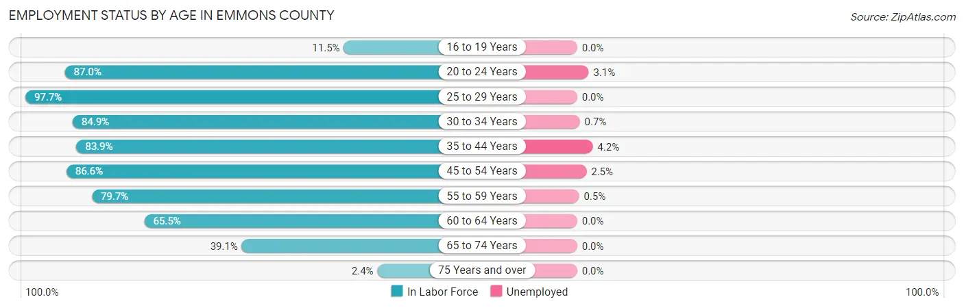 Employment Status by Age in Emmons County