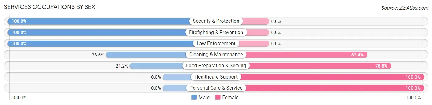 Services Occupations by Sex in Emmons County