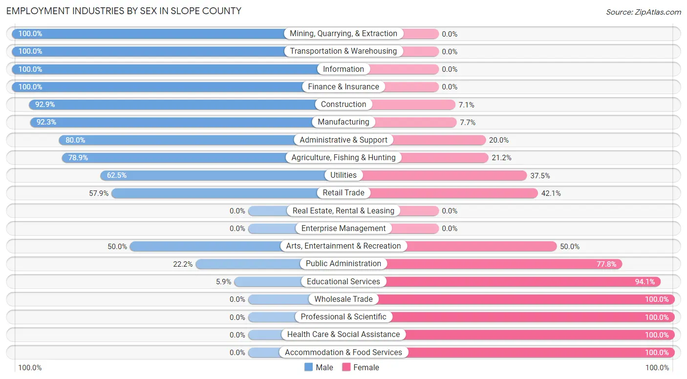 Employment Industries by Sex in Slope County