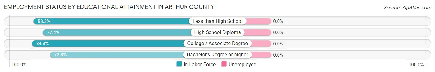 Employment Status by Educational Attainment in Arthur County