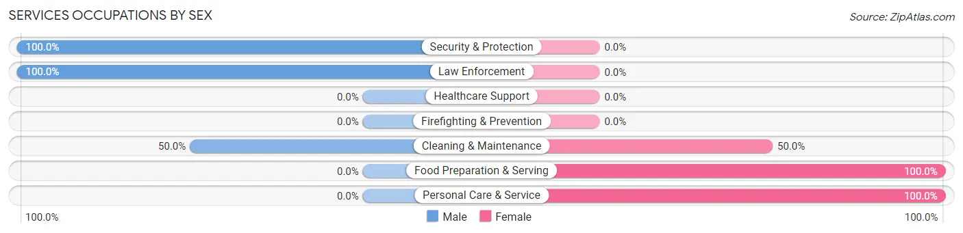 Services Occupations by Sex in Arthur County