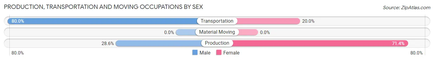 Production, Transportation and Moving Occupations by Sex in Blaine County