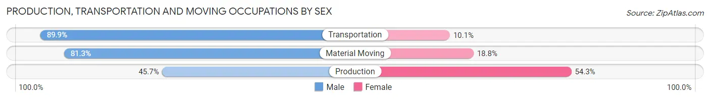 Production, Transportation and Moving Occupations by Sex in Brown County