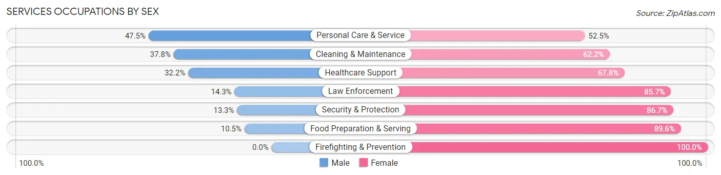 Services Occupations by Sex in Brown County