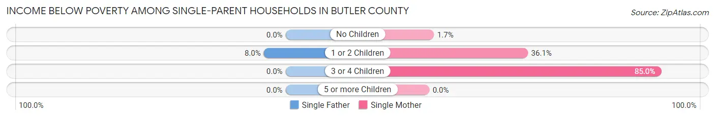Income Below Poverty Among Single-Parent Households in Butler County