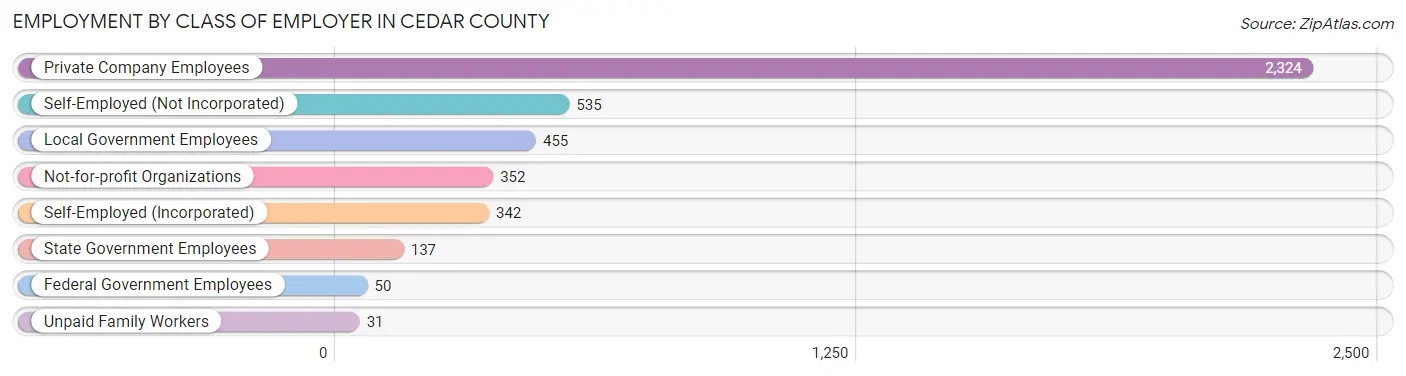 Employment by Class of Employer in Cedar County