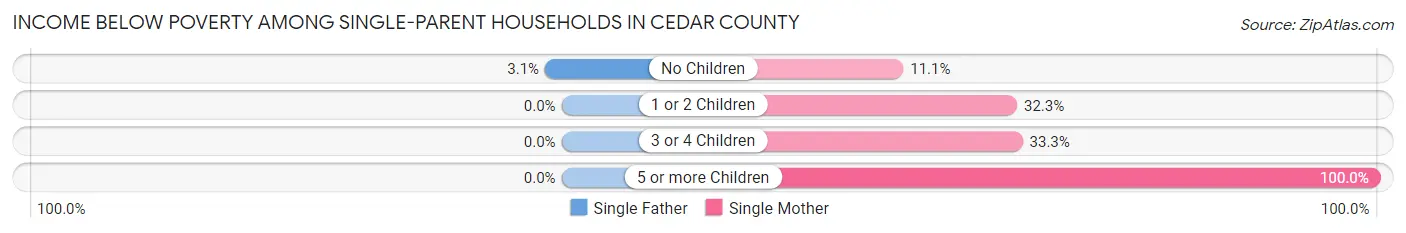 Income Below Poverty Among Single-Parent Households in Cedar County