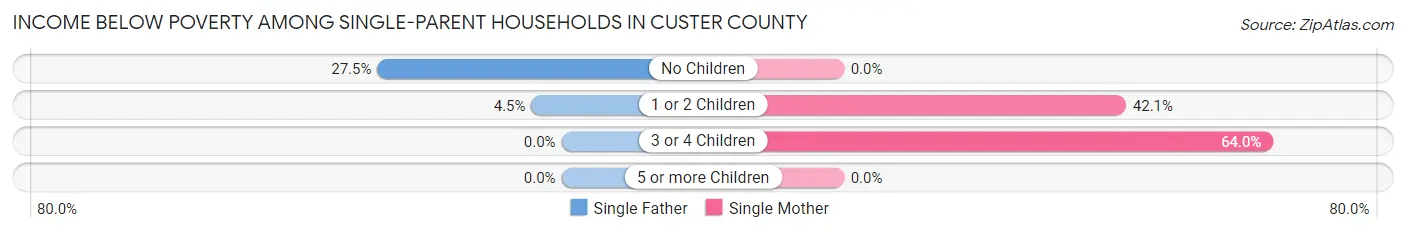 Income Below Poverty Among Single-Parent Households in Custer County
