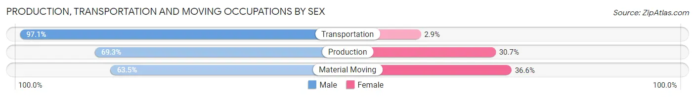 Production, Transportation and Moving Occupations by Sex in Dawson County