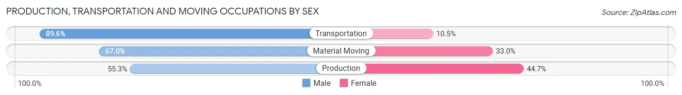 Production, Transportation and Moving Occupations by Sex in Dixon County