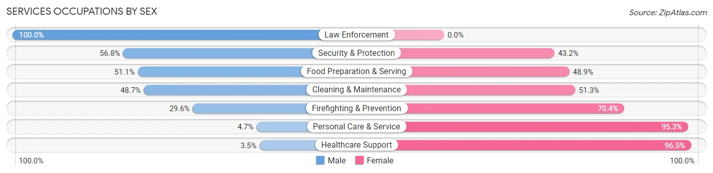Services Occupations by Sex in Dixon County