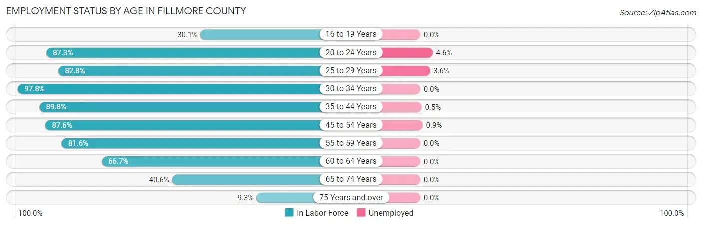 Employment Status by Age in Fillmore County