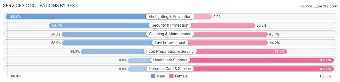 Services Occupations by Sex in Frontier County