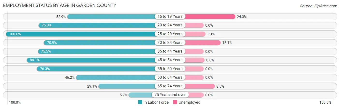 Employment Status by Age in Garden County