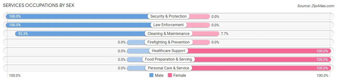 Services Occupations by Sex in Hayes County