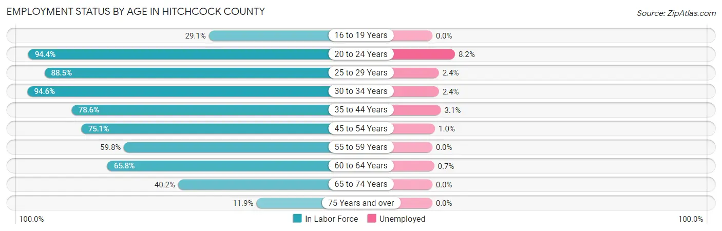 Employment Status by Age in Hitchcock County