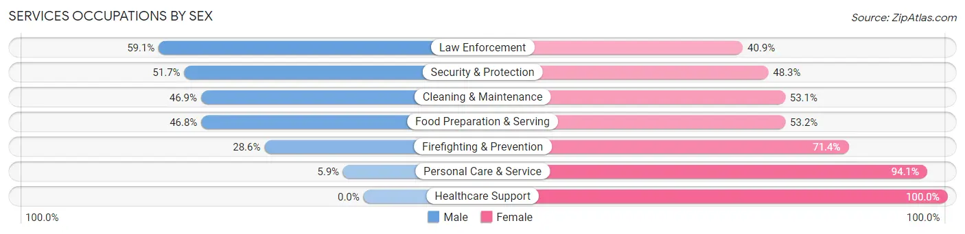 Services Occupations by Sex in Hitchcock County