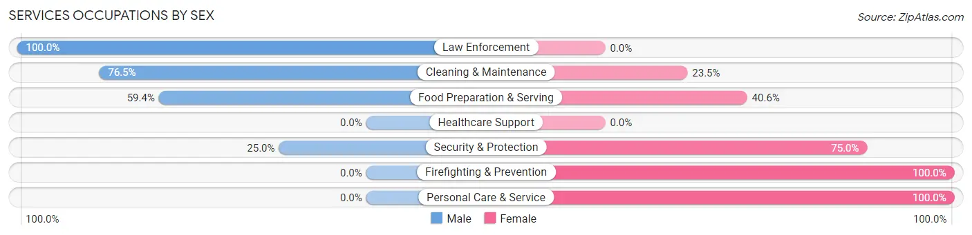 Services Occupations by Sex in Hooker County