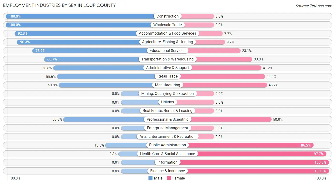 Employment Industries by Sex in Loup County