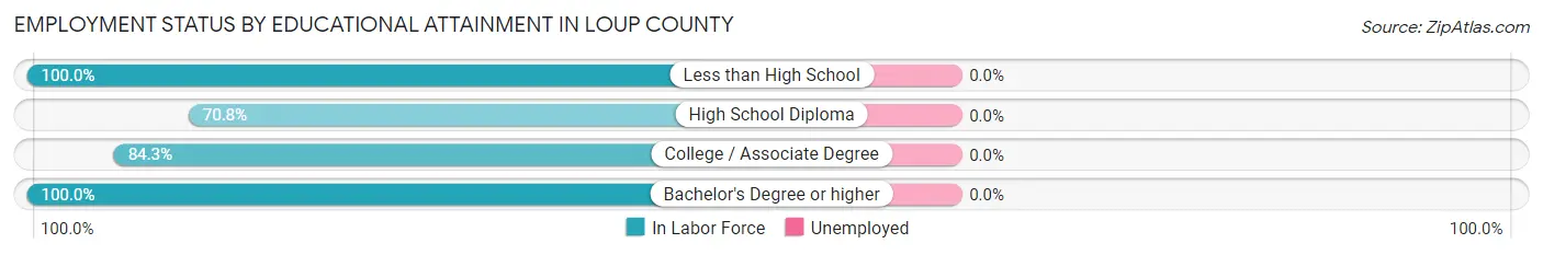 Employment Status by Educational Attainment in Loup County