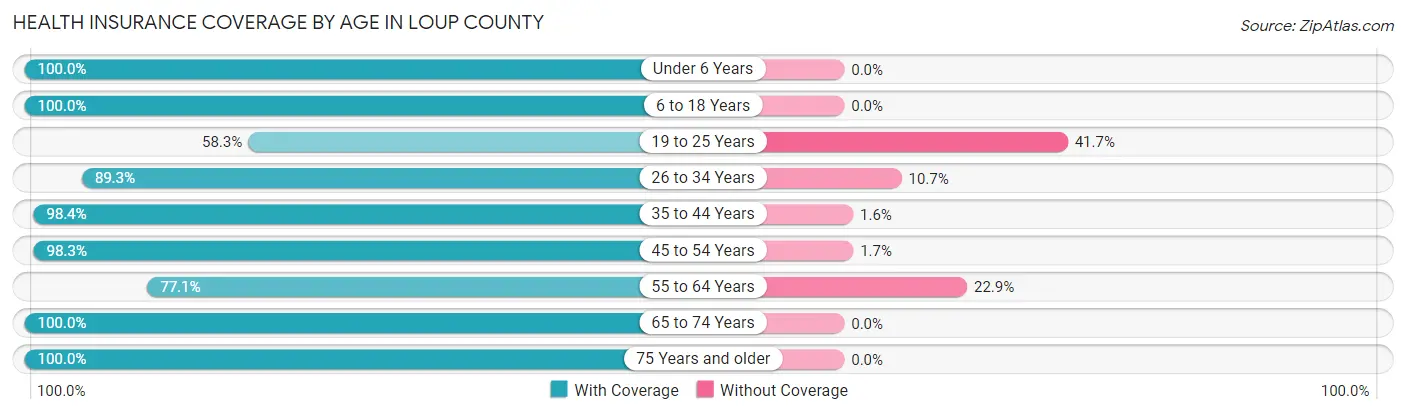 Health Insurance Coverage by Age in Loup County