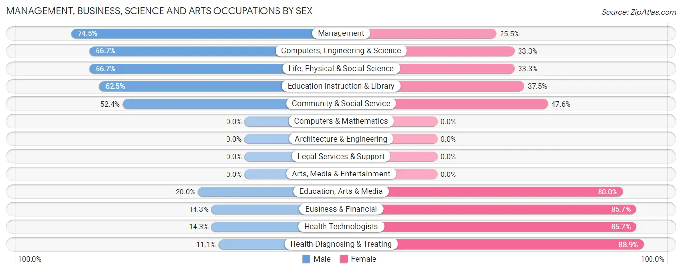 Management, Business, Science and Arts Occupations by Sex in Loup County
