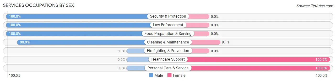 Services Occupations by Sex in Loup County